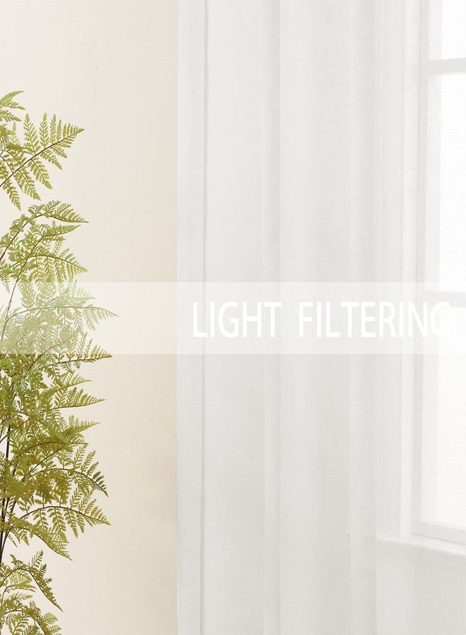 UPOPO White Sheer Tier Curtains - 16 Inch Long Voile Linen Textured Cafe Curtains for Kitchen, Bathroom, Half Window Panels - 2 Pieces Rod Pocket - Image 4